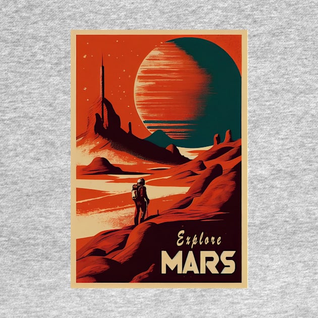 Mars Adventure Vintage Travel Poster by GreenMary Design